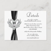 Gegevens over het zwarte ribbon Silver Swans Wedde Informatiekaartje (Voorkant)