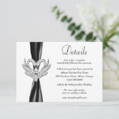 Gegevens over het zwarte ribbon Silver Swans Wedde Informatiekaartje (Staand voorkant)