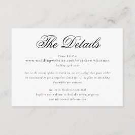 Gegevens over het zwarte witbruiloft in Elegant Sc Informatiekaartje