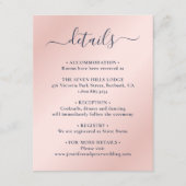 Gegevens over legant Script Navy Blue en Blush Wed Informatiekaartje (Voorkant)