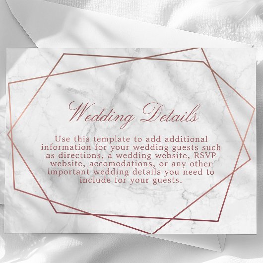 Gegevens over marmer Roos Gold Geometric Weddensch Informatiekaartje