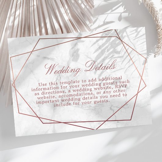 Gegevens over marmer Roos Gold Geometric Weddensch Informatiekaartje