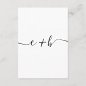 Gegevens over minimale witte monogram bruisende le informatiekaartje (Achterkant)