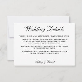 Gegevens over modern elegant zwart-wit huwelijk kaart