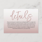 Gegevens over modern Roos Gold & Calligrafie-huwel Informatiekaartje (Voorkant)