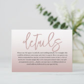 Gegevens over modern Roos Gold & Calligrafie-huwel Informatiekaartje (Staand voorkant)