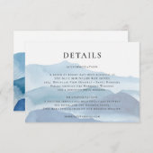 Gegevens over moderne blauwe Waterverf bruiloft Informatiekaartje (Voorkant / Achterkant)