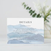 Gegevens over moderne blauwe Waterverf bruiloft Informatiekaartje (Staand voorkant)