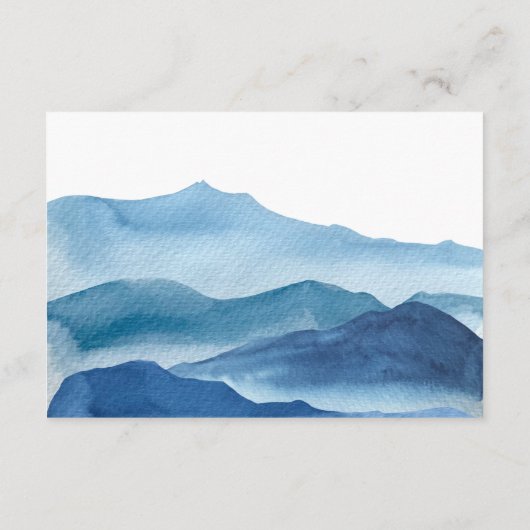 Gegevens over moderne blauwe Waterverf bruiloft Informatiekaartje (Achterkant)