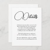 Gegevens over moderne eenvoud bruiloft informatiekaartje (Voorkant / Achterkant)