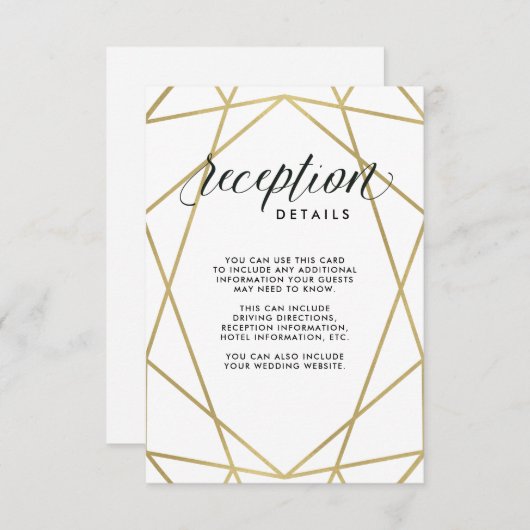 Gegevens over moderne geometrische opvang informatiekaartje (Voorkant / Achterkant)