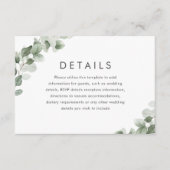 Gegevens over moderne groene lef-bruiloft informatiekaartje (Voorkant)