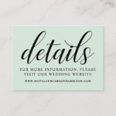 Gegevens over moderne mint- en zwart-Script-bruilo Informatiekaartje (Voorkant)