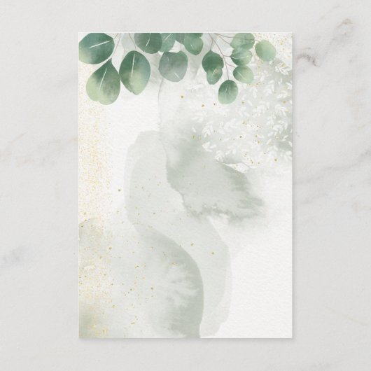 Gegevens over moderne Sage Green Eucalyptus & Gold Informatiekaartje (Achterkant)