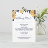 Gegevens over moderne zonnebloemoWaterverf blauwe Informatiekaartje (Staand voorkant)