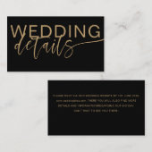 Gegevens over moderne zwarte en goudkalligrafie informatiekaartje (Voorkant / Achterkant)