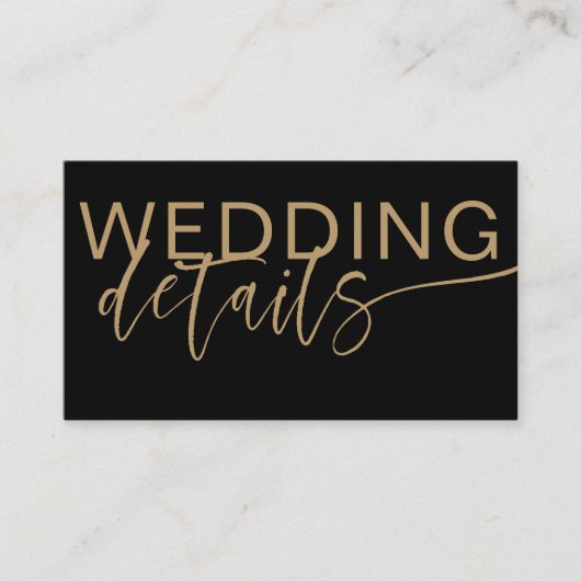 Gegevens over moderne zwarte en goudkalligrafie informatiekaartje (Voorkant)