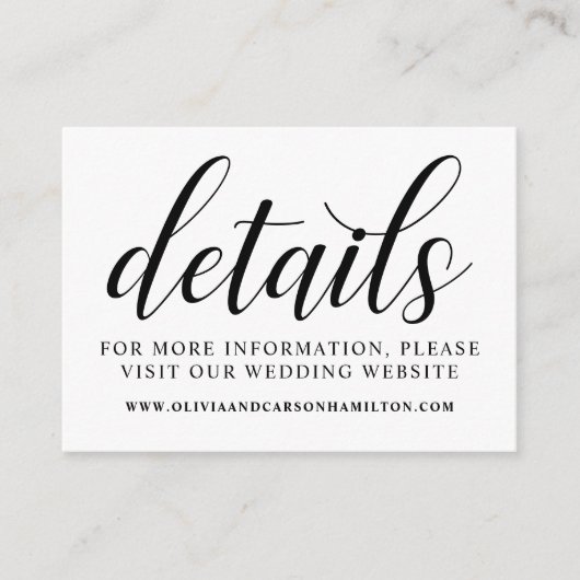 Gegevens over moderne zwarte en witte bruiloften informatiekaartje (Voorkant)