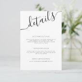 Gegevens over moderne zwarte en witte kalligrafie informatiekaartje (Staand voorkant)