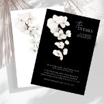 Gegevens over moderne zwarte en witte orchideeën b informatiekaartje<br><div class="desc">Moderne zwart-witte orchideeën bloemen bruiloft details behuizing Kaarten - Elegant monochroom botanisch ontwerp. Verhoog uw huwelijksfeest met onze moderne zwart-wit trouwdetailkaarten met de tijdloze allure van witte orchideeën. Het minimalistische ontwerp vangt de elegantie van deze bloei, waardoor een verfijnd botanisch meesterwerk ontstaat. Met de toevoeging van wit script, deze trouwdetails...</div>