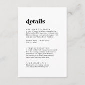 Gegevens over moderne zwarte Typografie-bruiloft Informatiekaartje (Voorkant)
