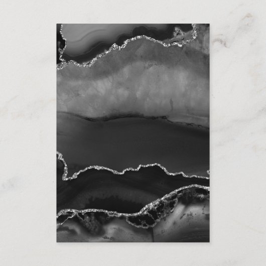 Gegevens over moderne zwarte zilveren Agate Arch W Informatiekaartje (Achterkant)