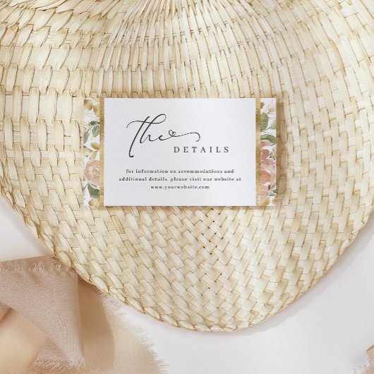 Gegevens over Neutrale Waterverf Floral en Gold We Informatiekaartje