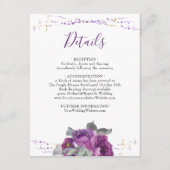 Gegevens over Paarse Floral en Confetti bruiloft Informatiekaartje (Voorkant)