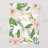 Gegevens over pink Lily Floral Wedding Informatiekaartje (Achterkant)