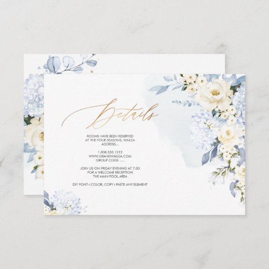 Gegevens over PixDezines H2 Blue Hydrangeas Cream  Kaart (Voorkant / Achterkant)