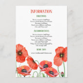 Gegevens over poppies Floral Wedding Informatiekaartje (Voorkant)