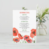 Gegevens over poppies Floral Wedding Informatiekaartje (Staand voorkant)