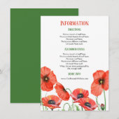 Gegevens over poppies Floral Wedding Informatiekaartje (Voorkant / Achterkant)