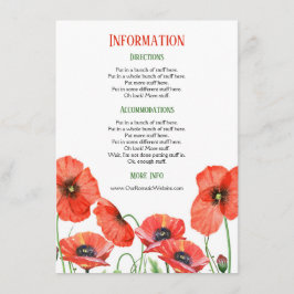 Gegevens over poppies Floral Wedding Informatiekaartje