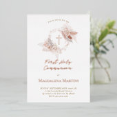 Gegevens over roos goud Eerste Communautaire boho Folie Uitnodiging (Staand Voorkant)