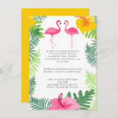 Gegevens over Tropisch roze flamingo Wedding Informatiekaartje (Voorkant / Achterkant)