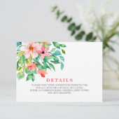 Gegevens over tropisch strand bruiloft RSVP kaartje (Staand voorkant)