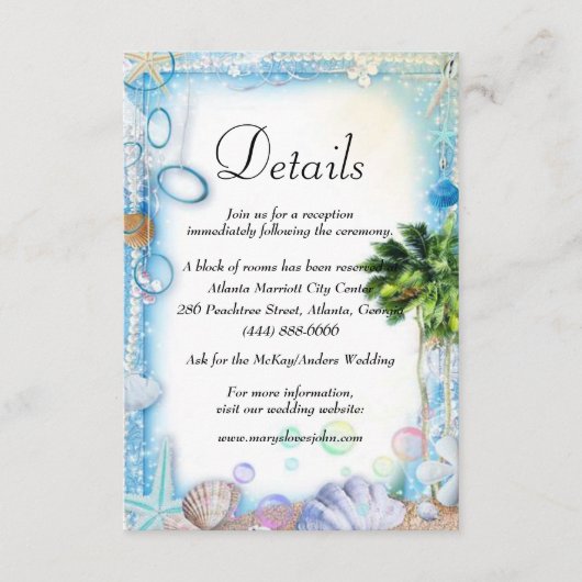 Gegevens over Tropisch strand-strand-strand-bruilo Informatiekaartje (Voorkant)