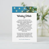 Gegevens over Tropisch strandpalm straten bruiloft Informatiekaartje (Staand voorkant)