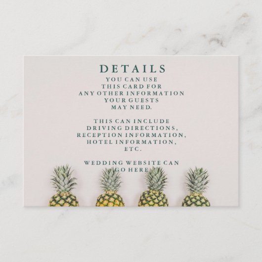 Gegevens over tropische bladeren Pineapple Hawaiia Informatiekaartje (Voorkant)