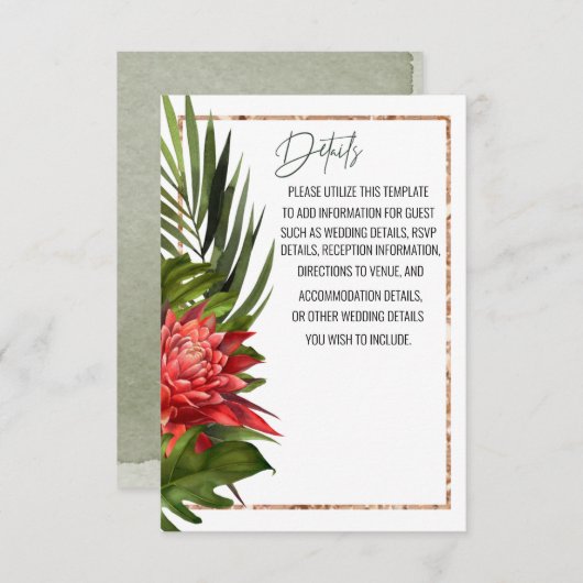 Gegevens over tropische bries Lush Botanical Weddi Kaart (Voorkant / Achterkant)