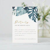 Gegevens over Tropische monstera Blue Foliage Wedd Informatiekaartje (Staand voorkant)