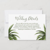 Gegevens over Tropische palmbomen groene bruiloft Kaart (Voorkant)