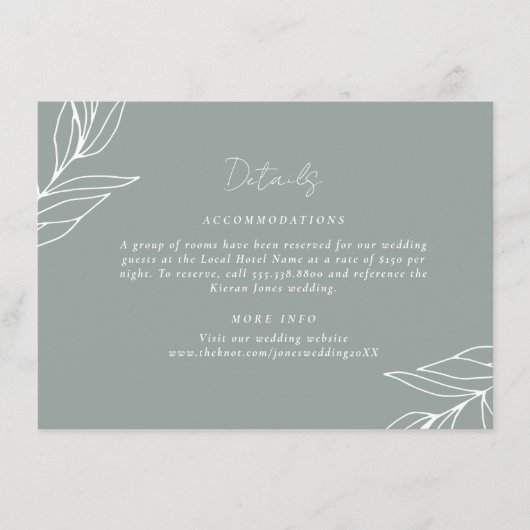 Gegevens over tuinbruiloft botanische lef informatiekaartje (Voorkant)