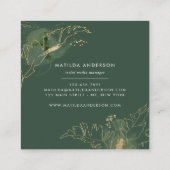 Gegevens over waterverf botanische loof en goud vierkante visitekaartje (Achterkant)