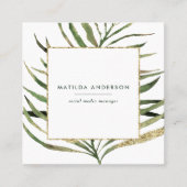 Gegevens over waterverf botanische loof en goud vierkante visitekaartje (Voorkant)