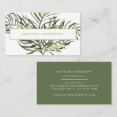 Gegevens over waterverf botanische loof en goud visitekaartje (Voorkant / Achterkant)