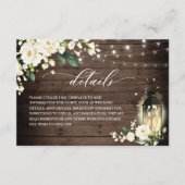 Gegevens over witte rozen Rustic Wood Lantern Wedd Informatiekaartje (Voorkant)