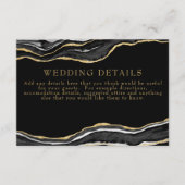 Gegevens over zwarte marmer Agate Gold Glitter Wed Informatiekaartje (Voorkant)