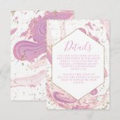 Gegevens roze en goudmarmer informatiekaartje (Voorkant / Achterkant)